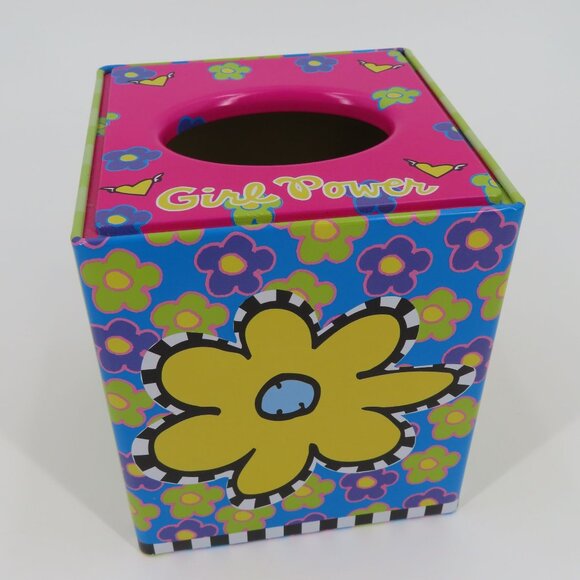 2 Grrrls Inc 2000 Metal Flower Floral Be The Girl You Wanna Be Tissue Box Cover - Picture 8 of 9